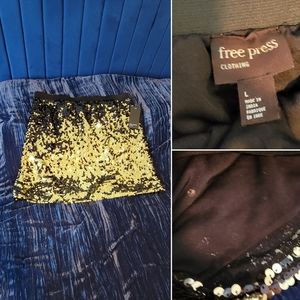 Black & Gols Sequin Skirt